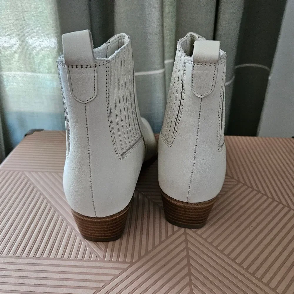 Marc Fisher Booties Ivory Tan Heel Business Casual Bridal Neutral Pointed Toe